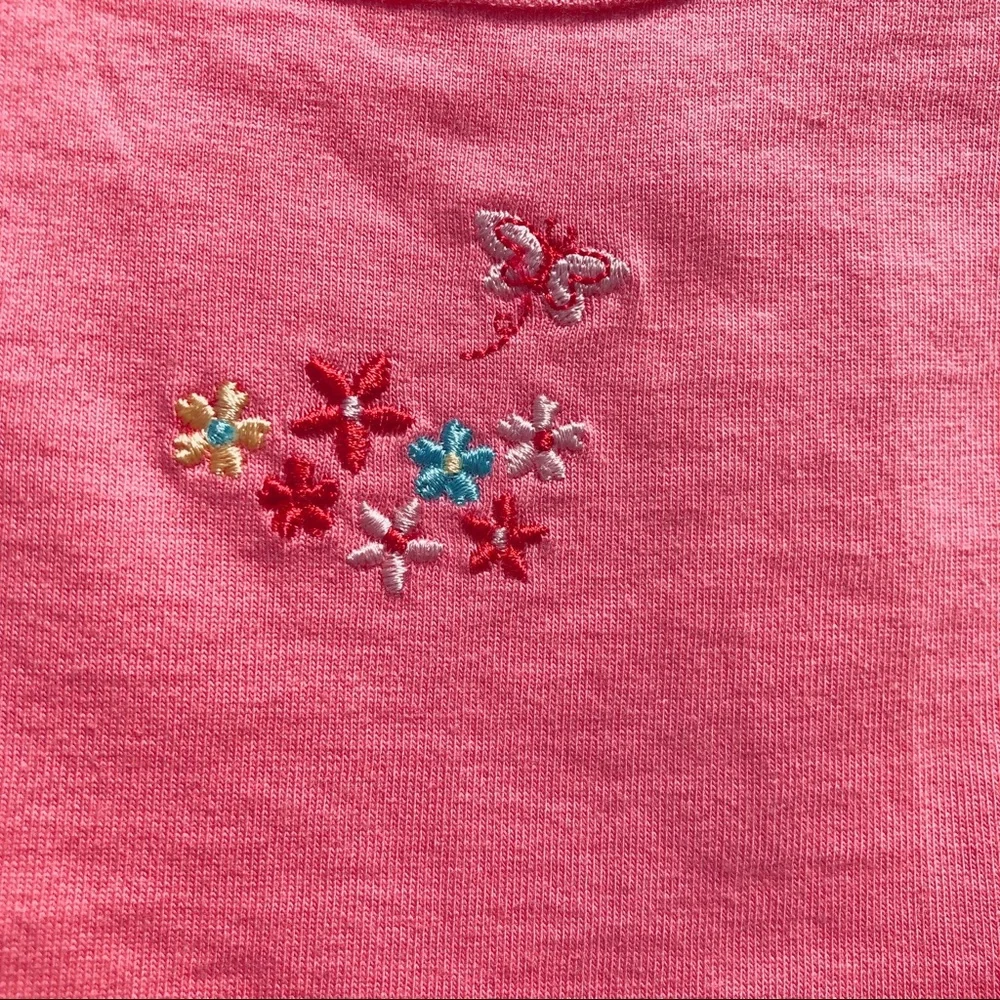 12 Month New Embroidered Flower Butterfly Tee Striped Panty Toddler Infant Girls